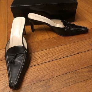 Collection fifty nine black leather mules size 7